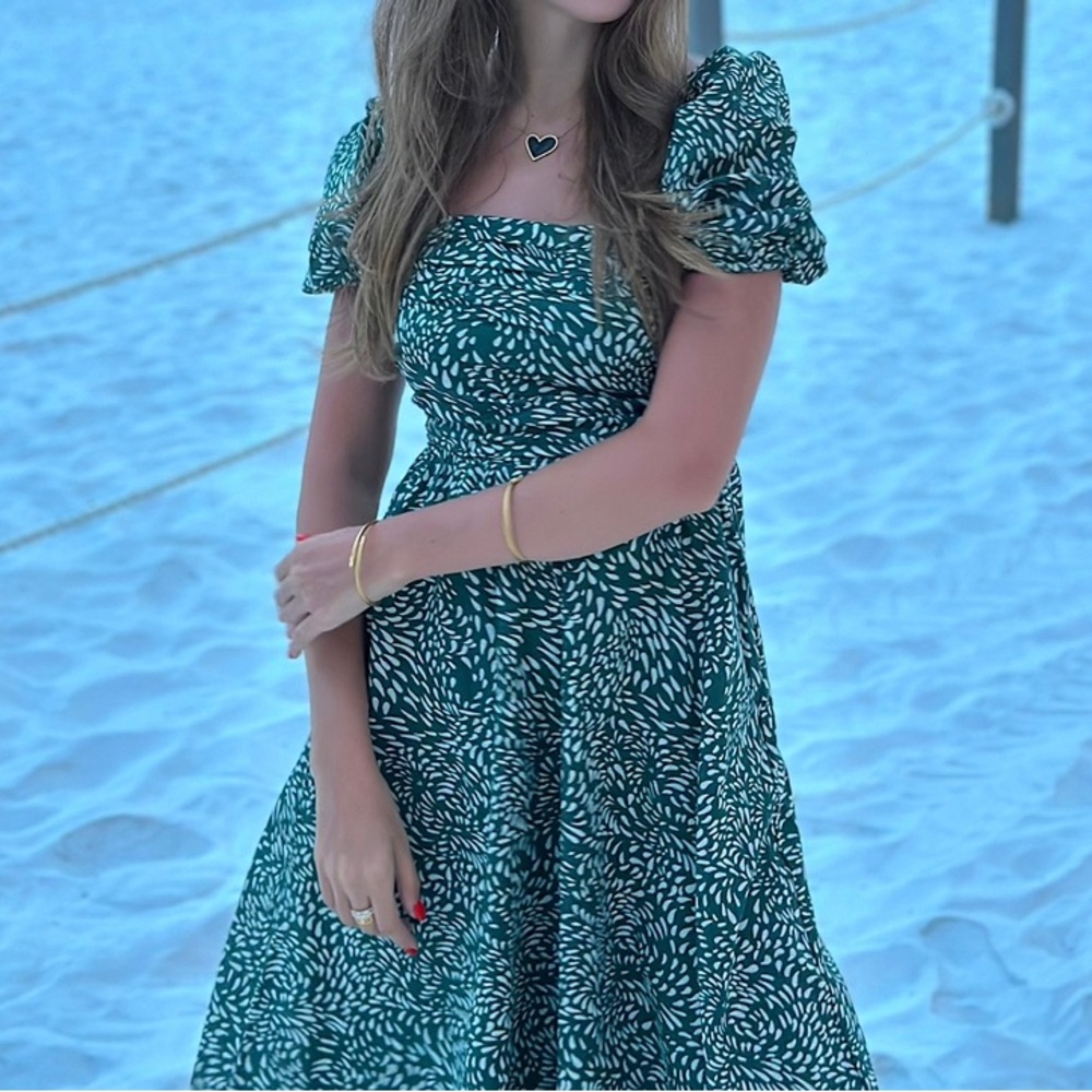 NWT O.P. T River Dress green and white print